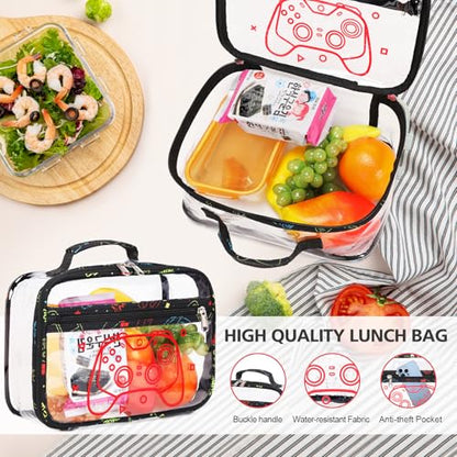 DIGOBAY 3PCS Cool Luminous Clear Backpack for Boys Kids, Gamer Clear Bookbag for School, See Through PVC Transparent Backpacks with Lunch Bag Pencil Case, Backpack Heavy Duty for School Stadium - color: Red