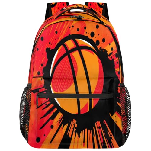 Large Backpack with 15.6 Inch Laptop Compartment, Basketball Painting Adult Backpack for Work, Travel & School College Boys Girls - color: Basketball Painting