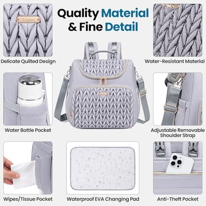 Tealari 4 in 1 Convertible Diaper Bag Backpack,Waterproof Baby Diaper Bag with Changing Pad,Converts into Baby Tote Bag,Diaper Backpack,Stroller Bag and Crossbody Diaper Bag - color: Gray