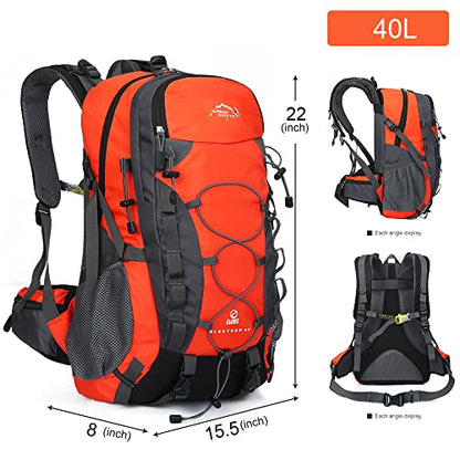 INOXTO lightweight Hiking Backpack 35L/40L Hiking Daypack with Waterproof Rain Cover for Travel Camping Outdoor Men and Women - color: 40l Orange
