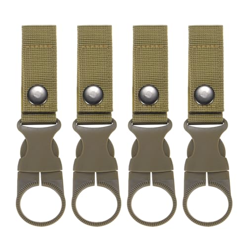 M METERXITY Water Bottle Clips, Portable Water Bottle Ring Holder Hanging Buckle Clip for Backpack Belt, Nylon Webbing Strap for Outdoor/Camping/Mountaineering - color: Khaki