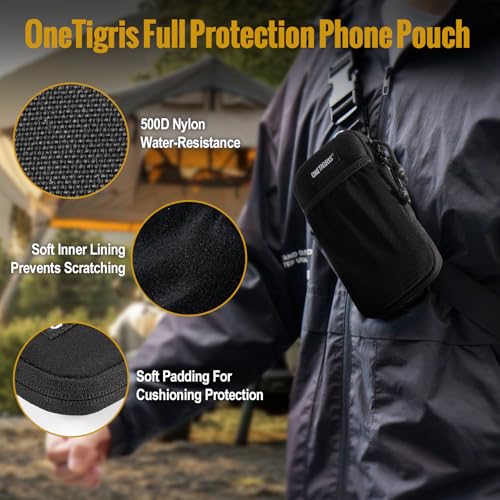 ONETIGRIS Cell Phone Pouch, Molle Holster Holder for Men Belt, for iPhone 17 Pro Max/Air/17/16/15/14 /13/12/11/X/XR/XS/8 Plus/7/6, for Galaxy S25 Ultra/s25/S24 /S23/S22/S21 - color: Pure Black