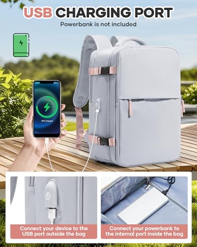 Vacuum Seal Travel Backpack with Air Pump,Compression Vacpack Waterproof Carry On Backpack for Travel Women Men with Vacuum System,Airlines Approved Daypack Laptop Space Saver Bags,Grey - color: Grey(with Air Pump)