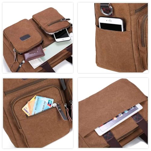 ToLFE Women Top Handle Satchel Handbags Shoulder Bag Messenger Tote Bag Purse Crossbody Bag Travel Work Tote Bag - color: New-khaki1, size: Double handles with 9.1" drop