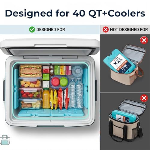 Kona XXL Ice Packs for Coolers – 2 lb Reusable Slim Freezer Packs, Long-Lasting Dry Ice Alternative for Cooler Bags, 13×10 Inch, Fast Freeze (-5 °C), Available in Multiple Pack Quantities