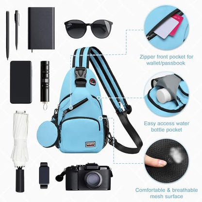 Convertible Sling Bag with Coin Pocket, 7.9" Tablet Crossbody Mini Backpack with Headphone Jack Casual Pack for Women Men Travel, Blue - color: Blue, size: Small
