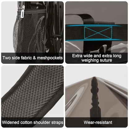 Clear Backpack School Bag Stadium Approved Heavy Duty Large PVC Laptop Transparent Backpack See Through for Sports, Work, Stadium, Security, Travel, College - H18''xW14''xD8“ - color: Black
