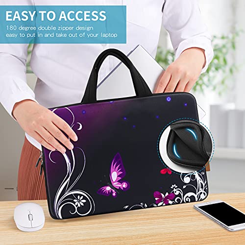 iColor 14 15 15.4 15.6 inch Laptop Handle Bag Computer Protect Case Pouch Holder Notebook Sleeve Neoprene Cover Soft Carring Travel Case for Dell Lenovo Toshiba HP Chromebook ASUS Acer Purple ICB-01 - color: Purple Butterfly