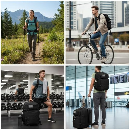 45L Military Tactical Backpack for Men & Women Bug Out Bag Assault pack Molle Daypack Hiking Trekking Rucksack(Black) - color: Black