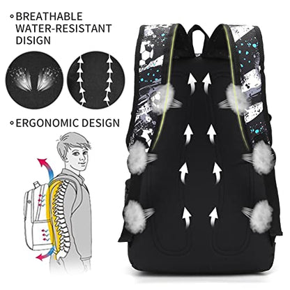 rickyh style School Backpack Travel Bag for Men & Women Lightweight College Back Pack with Laptop Compartmen - color: 04football Black