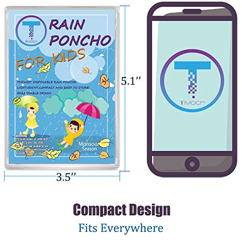 TUNCHMO Disposable Rain Ponchos 6 Pack for Adults/Kids/Family Set-50% Thicker Emergency Ponchos - color: Kids Clear 6 Pack