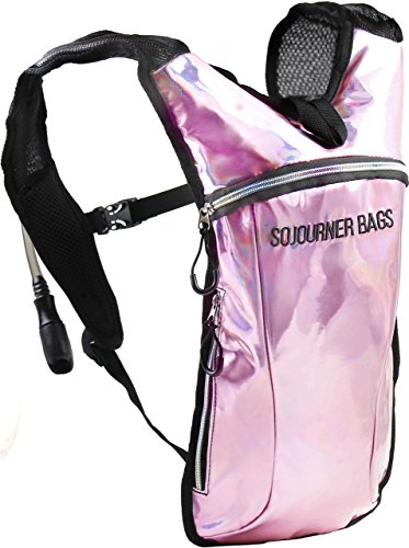 Sojourner Rave Hydration Pack - Hydration Backpack - Hydropack with 2L Bladder - Water Backpack for Festivals, Hiking, Running, Biking and More - color: Holographic - Pale Pink