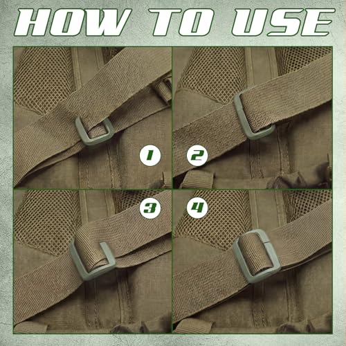 4 Pcs Backpack Strap Clips 1 Inch Detachable Webbing Buckle Nylon Shoulder Strap Holder Backpack Bag - color: Military Green