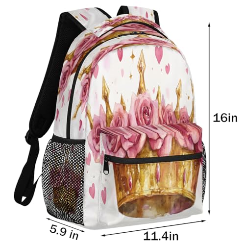 Gold Crown Laptop Backpack for Women 17 inch Backpacks Lightweight Computer Bag Rucksack Casual Daypack Work Travel - color: Multicolor-5