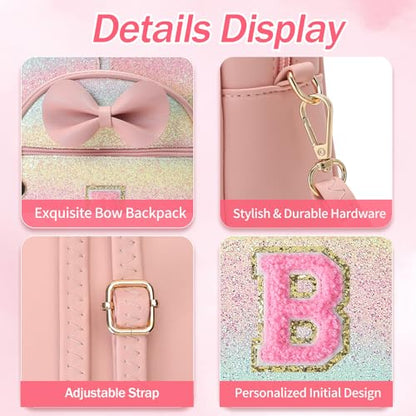 Birthday Gift for 2 3 4 5 6 7 8 9 10 Year old Girls Personalized Initial Mini Backpack Purse for Toddler Kids-Shine-B - color: Shine, style: B