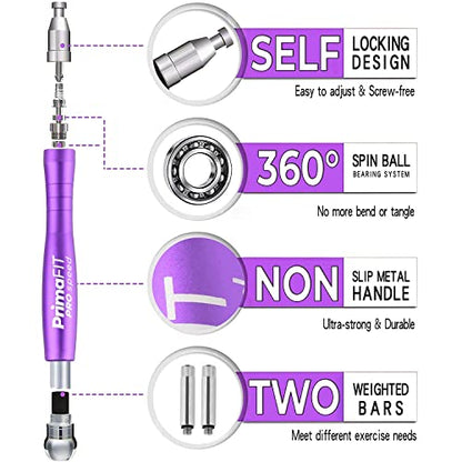 PrimaFIT Jump Rope Pro Speed Skipping Rope Adjustable Adult Jumping Rope Weighted Aluminium Handles for Double Dutch Boxing Workout Crossfit Exercise Fitness Spare Cable Weights Protectors Carry Bag - color: Purple