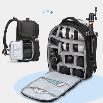 MOSISO Camera Backpack, DSLR/SLR/Mirrorless Camera Case, Side Quick Access Photography Travel Bag with 15-16 inch Laptop Compartment&Rain Cover&3 Front Pockets Compatible with Canon/Nikon/Sony, Black
