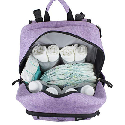BODHI The Baby Athleisure Tech Diaper Bag Backpack with removable changing pad, Unisex, for Moms and Dads - Purple Chambray - color: Purple