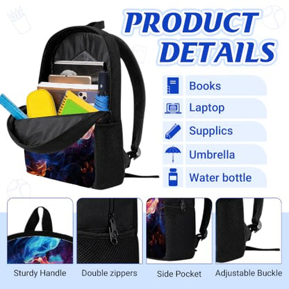 Football Backpack Set for School,17 Inch Casual School Bags with Lunch Box, Kids Daypack Bags and Pencil Case Set for Teens Boys Men Students - color: Football