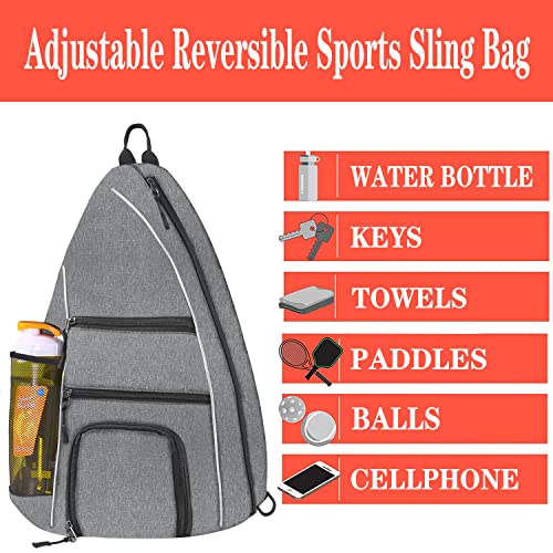 Pickleball Bag - Pickleball Bags for Women Men - Pickleball Backpack - Travel Pickleball Paddle Case, Pickle Ball Bag for Pickleball Paddle Tennis Racket, Protable Pickleball Sling Bag - color: Gray