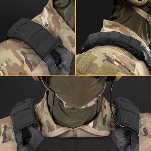 LIVANS Tactical Plate Carrier Shoulder Pads, 2 Pack Shoulder Strap Pad Backpack Strap Cushion Pads Vest Shoulder Pads Bag Strap Pad Backpack Accessories Fit Up to 3.1" Strap - color: Black