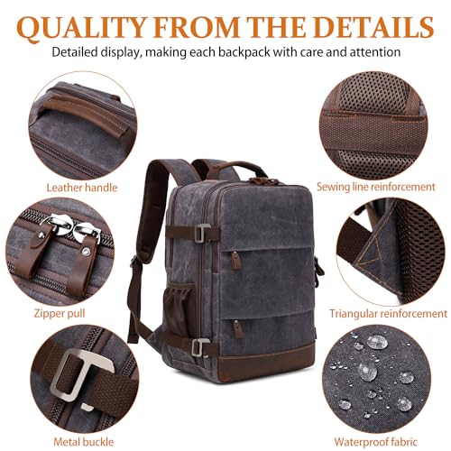 BOVIP Travel Backpack for Men Carry On Backpack Flight Approved Personal Item Backpack, 17 inch Laptop Backpack Casual Daypack Weekender Business Hiking Backpack, Black Gray - color: Black Gray, size: 17 inch