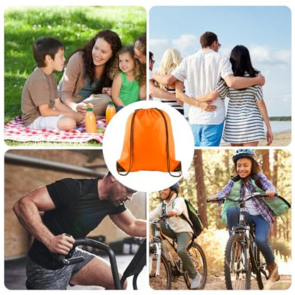 KUUQA 2Pcs Orange Drawstring Backpack Bags Cinch Sack Bulk String Backpack Storage Bag - color: Orange