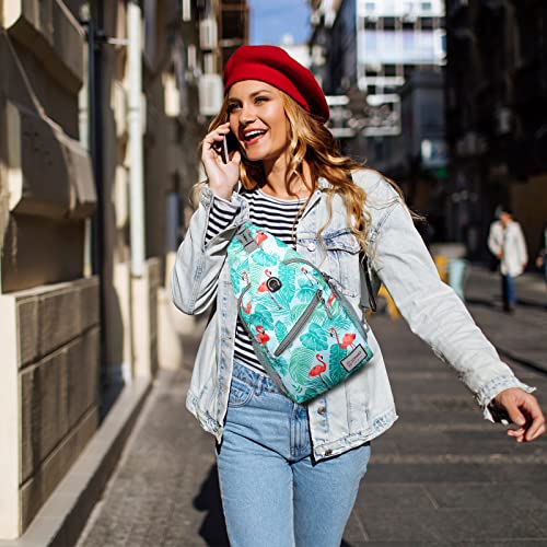 ZOMAKE Sling Bag,Small Crossbody Sling Backpack,Water Resistant Shoulder Daypack for Travel,Anti Thief Chest Bag for Hiking(Flamingo Blue) - color: Flamingo Blue