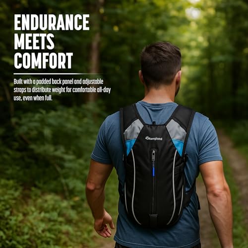 Hiking Backpack with XL Water Bladder (4L, 135oz) Wide-Mouth Hydration Bag with Leakproof Bite-Valve, Easy-Fill Ice Opening, Ergonomic Padded Comfort (Extra Large 1+ Gallon Capacity)