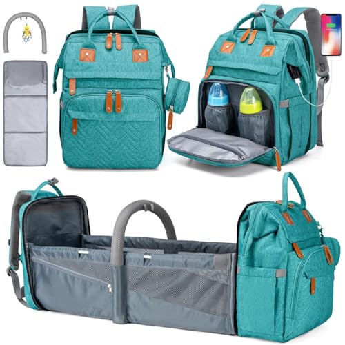 KABAQOO Diaper Bag Backpack with Detachable Changing Station, Large Capacity Baby Diaper Bags for Boys & Girls, Baby Registry Search Stuff & Shower Gifts, Newborn Essentials Must Haves, Lake Blue - color: Lake Blue