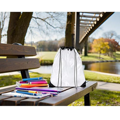 AUONY Clear Drawstring Backpack, Stadium Security Approved Waterproof Clear Drawstring Bag Gym Bag for Stadium, Concert, Sports, Travel