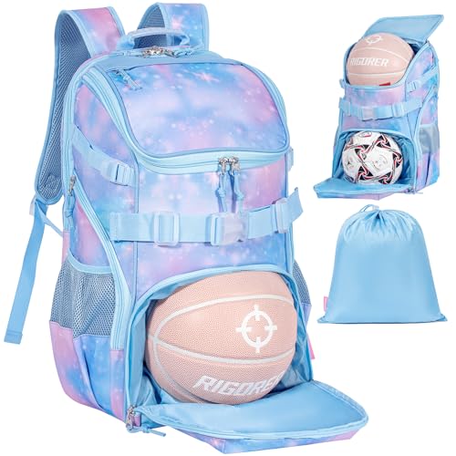 TRAILKICKER Basketball Backpack Women Fit Soccer Volleyball Baseball Football Sports Backpack Training Equipment Bag for Team - color: Sky Blue, size: L
