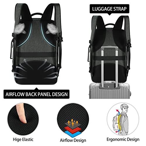 Lubardy Travel Backpack for Men Women 17 Inch Flight Approved Carry on Backpack Waterproof Large 40L Luggage Daypack Business College Weekender Overnight Laptop Backpack with 3 Packing Cubes, Grey - color: Grey(backpack With 3 Packing Cubes)