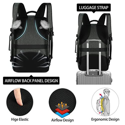 Lubardy Travel Backpack for Men Women 17 Inch Flight Approved Carry on Backpack Waterproof Large 40L Luggage Daypack Business College Weekender Overnight Laptop Backpack with 3 Packing Cubes, Grey - color: Grey(backpack With 3 Packing Cubes)