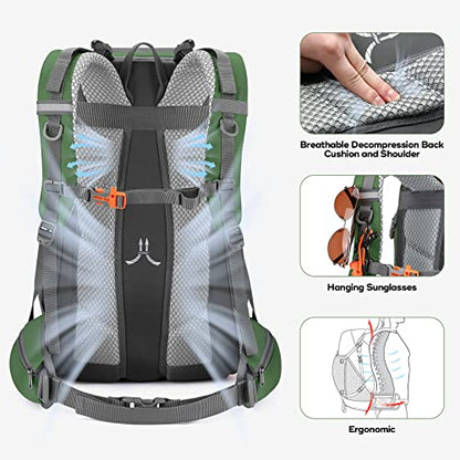 Maelstrom Hiking Backpack,Camping Backpack,40L Waterproof Hiking Daypack with Rain Cover,Lightweight Travel Backpack,Green - color: 40l Green, size: 40l