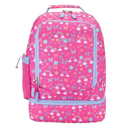 Bentgo Kids 2-in-1 Backpack & Insulated Lunch Bag - Durable 16” Backpack & Lunch Container in Unique Prints for School & Travel - Water Resistant, Padded & Large Compartments (Rainbows & Butterflies) - color: Rainbows and Butterflies