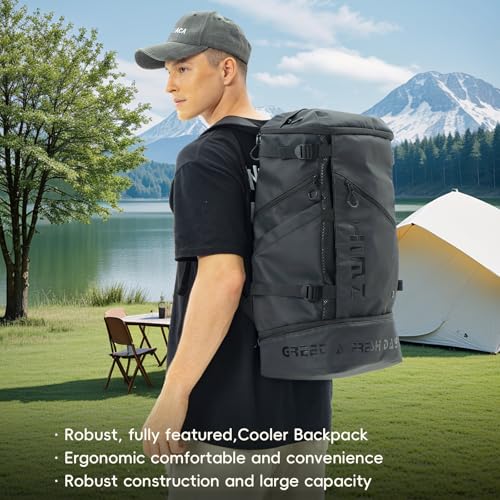Backpack Cooler with Lunch Compartment, Heavy Duty Insulated Backpacks for Men Work, 35L Travel Backpacking -17 inch Laptop Bag Carry On Back packs for Airplane, Black - color: Black