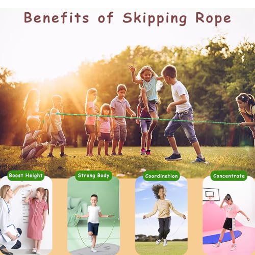 Jump Rope for Kids Girls and Boys, Soft Beaded Jump Ropes, Adjustable Skipping Rope, Tangle-Free Segmented Rope for Kid and Women Men Adults Exercise, Keeping Fit, Training - 9.2Ft - color: Blue and Purple