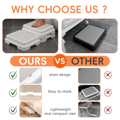 Shower Bath Step Stackable Bathtub Non Slip Safety Step Stool, Indoor/Outdoor Handicap Wideing Hands Free Platform Medical Portable Stack-Able, for High Beds, Kitchens,Bathroom.
