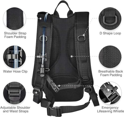 NOOLA 3L Hydration Backpack, Water Backpack with TPU Water Bladder, Tactical Hydration Pack for Men Women, Molle Water Backpack for Hiking, Biking, and Hunting - color: Black