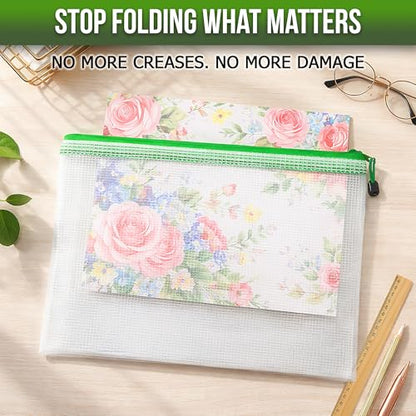 10 Pack Mesh Zipper Pouch Bags 10x14 inch - Plastic Zipper Pouches for Organizing - Document Bags With Zippers - Letter Size Zippered Pouch - Document Pouches With Zippers - size: 10 Pack 10x14