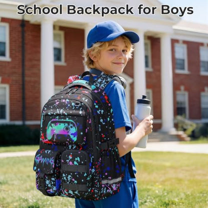 WOBAGMEN Cute Gaming Backpack for Teen Boys Girls, Large Capacity Multi-Pocket School Bag Fits 15.6" Laptop, Lightweight Durable Daypack for School and Travel (Gaming, M) - color: Gaming