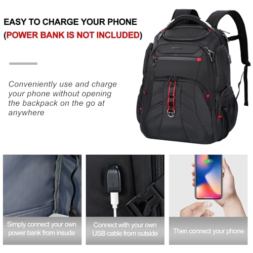 VANKEAN Travel Laptop Backpack 17.3 Inch TSA Friendly, Water-Repellent Anti Theft XL Computer Backpack with RFID Pockets College Backpacks with USB Port for Men Women Business Work Bag, Black - style: Travel Backpacks