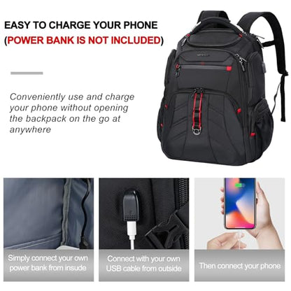 VANKEAN Travel Laptop Backpack 17.3 Inch TSA Friendly, Water-Repellent Anti Theft XL Computer Backpack with RFID Pockets College Backpacks with USB Port for Men Women Business Work Bag, Black - style: Travel Backpacks