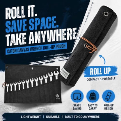 IRONCUBE Tool Pouch, Roll-Up Storage Bag for Hand Tools & Wrenches - style: 12 Pockets Canvas