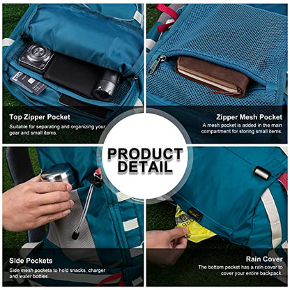 MOUNTAINTOP Hiking Backpack 35L Travel Backpack Lightweight Daypack for Men&Women Outdoor Camping - color: 6413-cobalt Blue