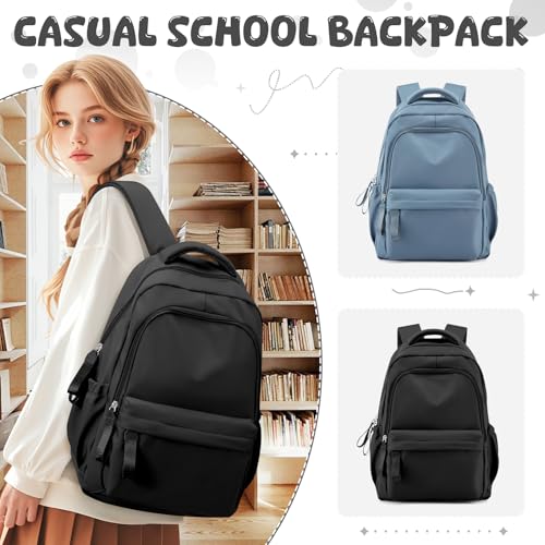 winspansy Small Backpack For School Girls Boys Aesthetic Lightweight Travel Daypack Simple Cute Backpack For Women Men College High School Bookbag Fit 14 Inch Laptop,Black - color: A1-black
