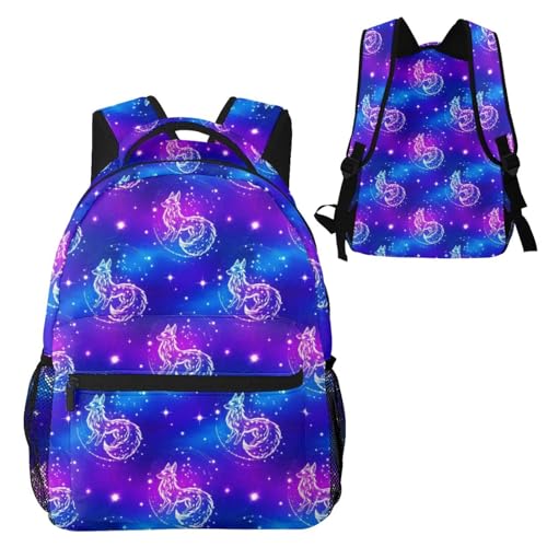 Lightweight Laptop Backpack Galaxy Wolf, Water Resistant Work Daypack with Inner Pocket for Office Commute and Travel - color: Pattern (258)