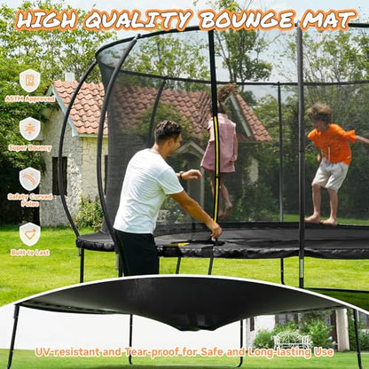 10FT 12FT 14FT 15FT 16FT Outdoor Trampoline with Enclosure Net, Heavy Duty Yard Trampolines, ASTM Approval Recreational Trampolines for Kids and Adults - size: 10FT