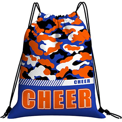 Drawstring Backpack Waterproof Gym Drawstring Bags Sports String Bag Camo Sackpack-Royal Blue Cheer Drawstring Bag - color: Cheer Drawstring Bags-camo Royal Blue